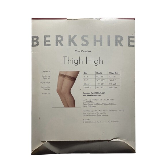 Vintage Berkshire Sheer Thigh High x2 City Beige Invisible Toe #1590 Size C-D - Picture 5 of 6
